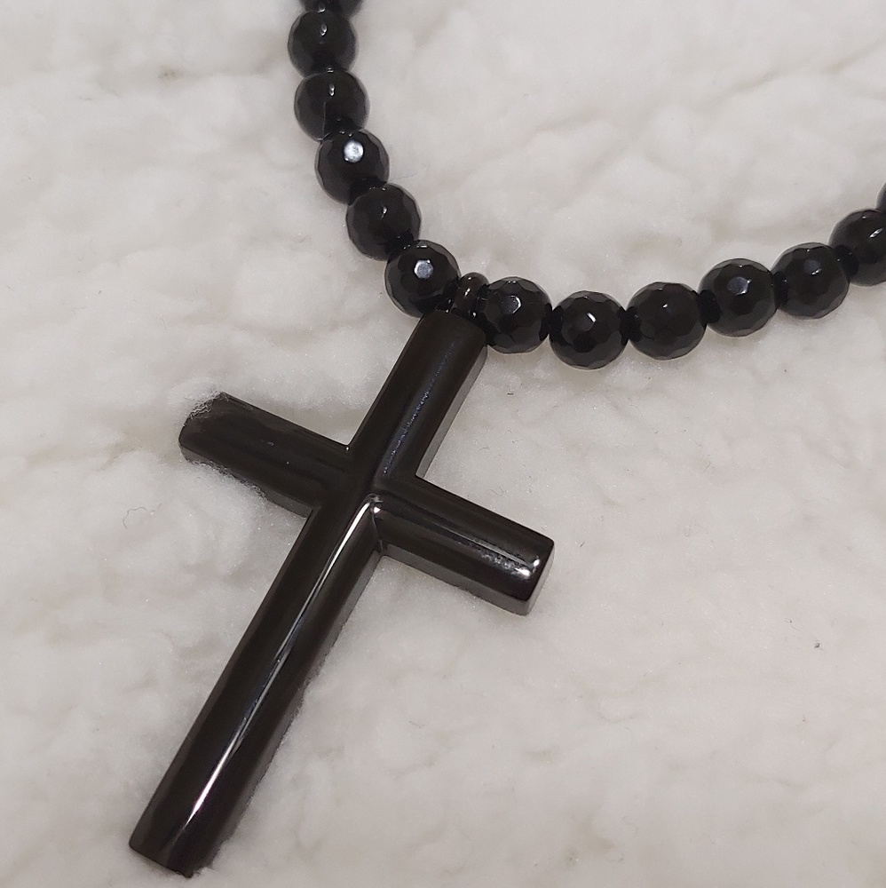 Black Onyx Gemstone Necklace; Springer Inspired